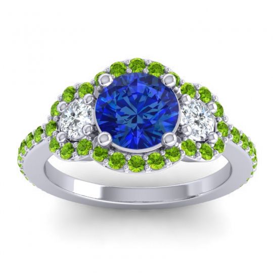 Three Stone Halo Sodarya Ring