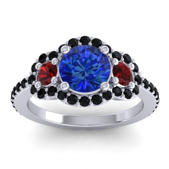 Three Stone Halo Sodarya Ring