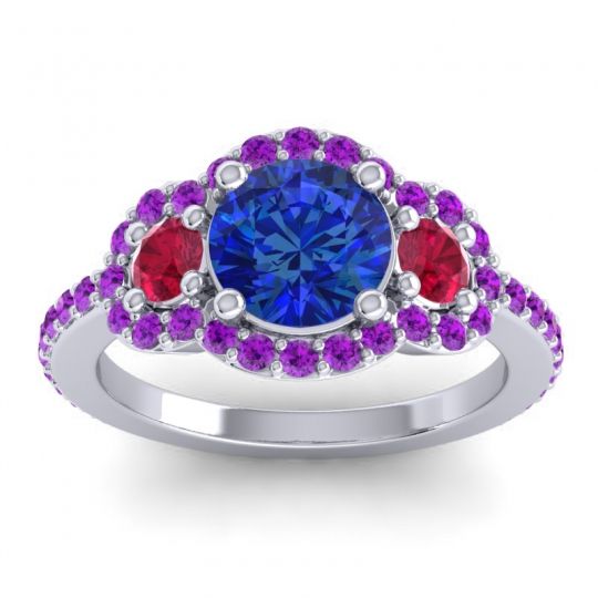Three Stone Halo Sodarya Ring