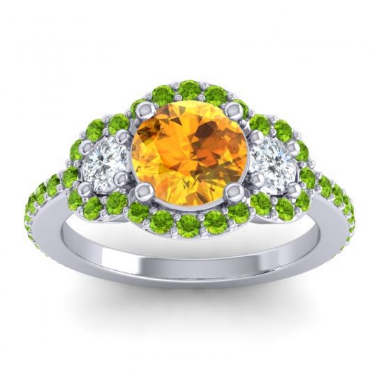 Three Stone Halo Sodarya Ring