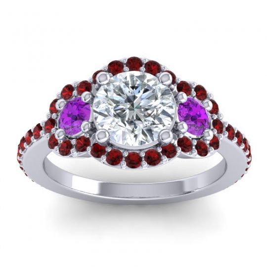 Three Stone Halo Sodarya Ring