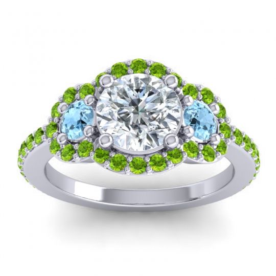Three Stone Halo Sodarya Ring