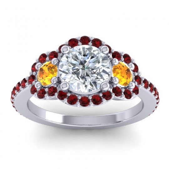 Three Stone Halo Sodarya Ring