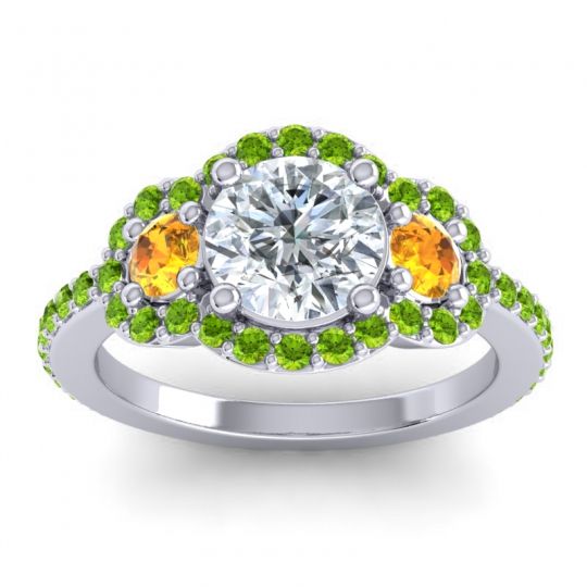 Three Stone Halo Sodarya Ring