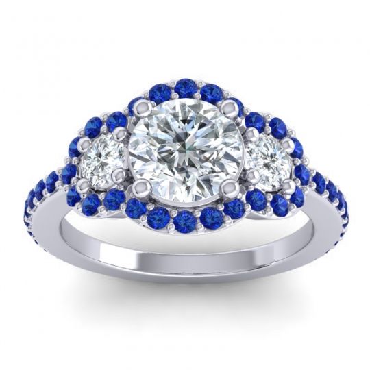 Three Stone Halo Sodarya Ring