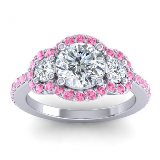 Three Stone Halo Sodarya Ring