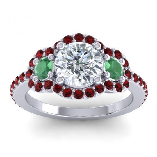 Three Stone Halo Sodarya Ring