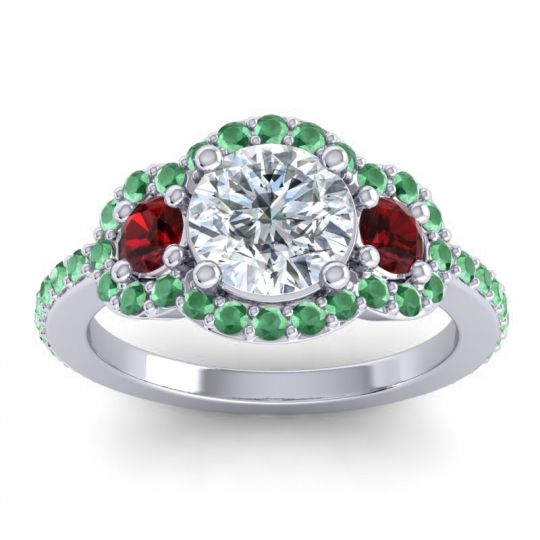 Three Stone Halo Sodarya Ring