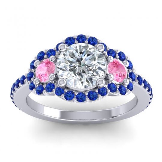 Three Stone Halo Sodarya Ring