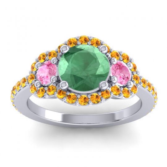 Three Stone Halo Sodarya Ring