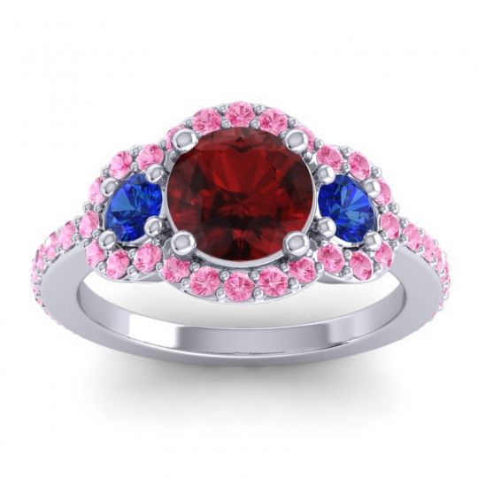 Three Stone Halo Sodarya Ring