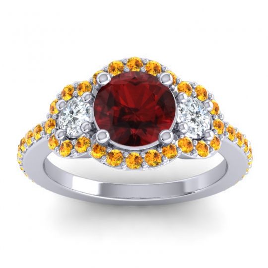 Three Stone Halo Sodarya Ring