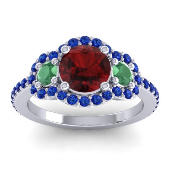 Three Stone Halo Sodarya Ring