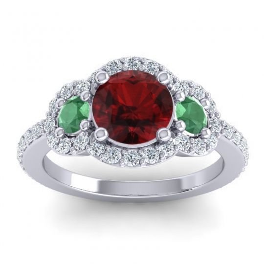 Three Stone Halo Sodarya Ring
