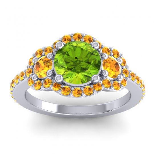 Three Stone Halo Sodarya Ring