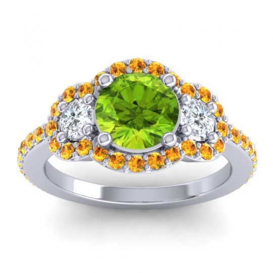 Three Stone Halo Sodarya Ring