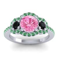 Three Stone Halo Sodarya Ring