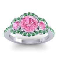 Three Stone Halo Sodarya Ring