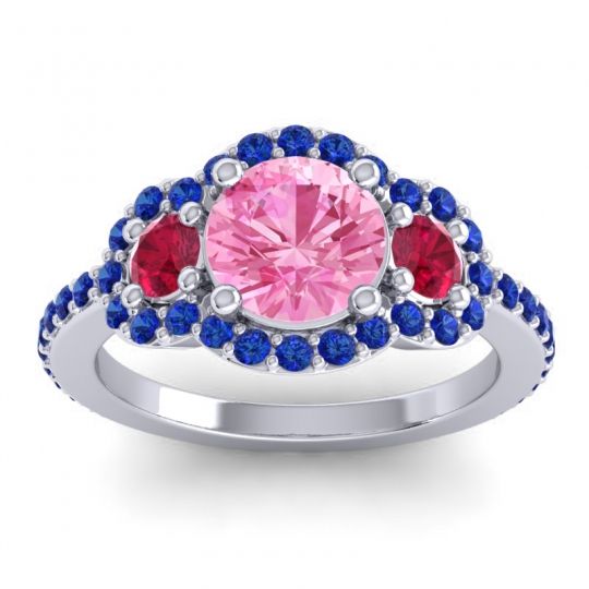 Three Stone Halo Sodarya Ring