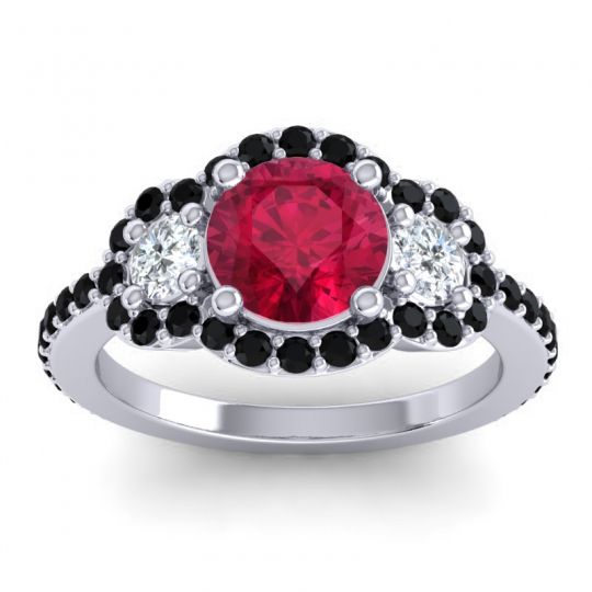 Three Stone Halo Sodarya Ring