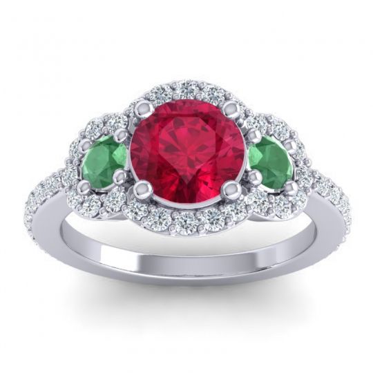 Three Stone Halo Sodarya Ring
