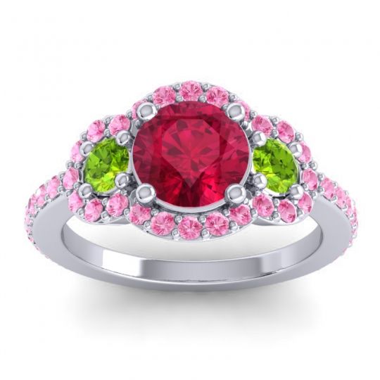 Three Stone Halo Sodarya Ring