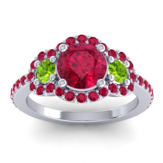 Three Stone Halo Sodarya Ring