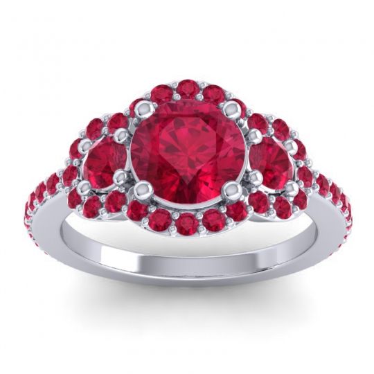 Three Stone Halo Sodarya Ring