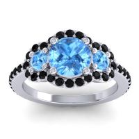 Three Stone Halo Sodarya Ring