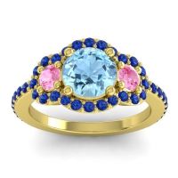 Three Stone Halo Sodarya Ring