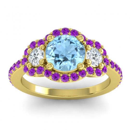 Three Stone Halo Sodarya Ring