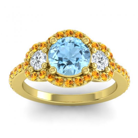 Three Stone Halo Sodarya Ring