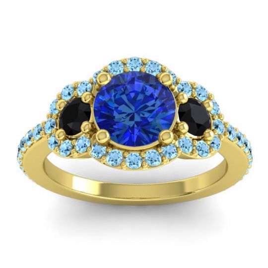 Three Stone Halo Sodarya Ring
