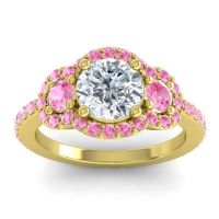 Three Stone Halo Sodarya Ring
