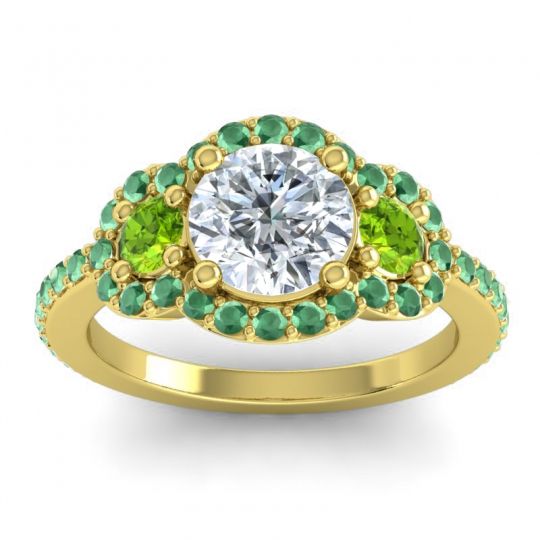 Three Stone Halo Sodarya Ring