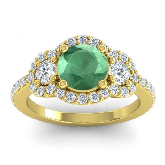 Three Stone Halo Sodarya Ring