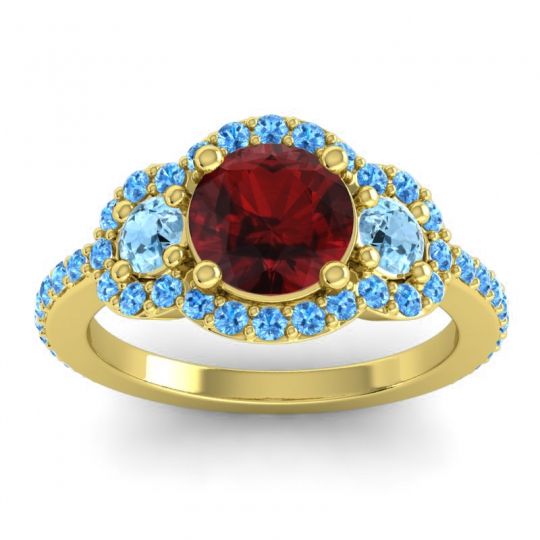 Three Stone Halo Sodarya Ring