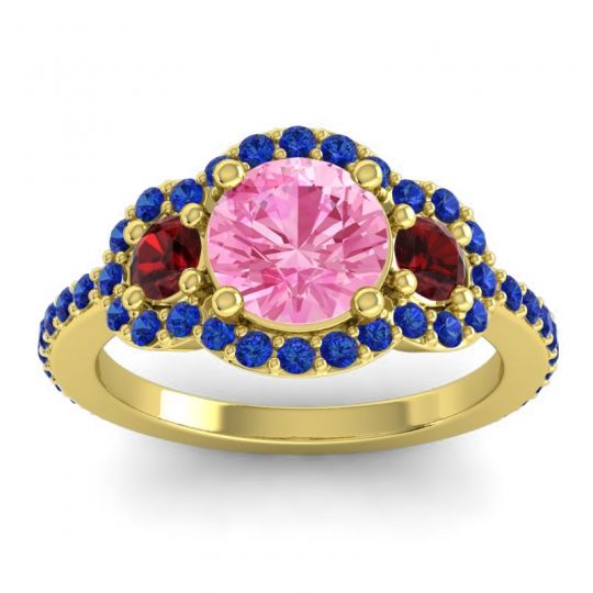 Three Stone Halo Sodarya Ring