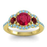 Three Stone Halo Sodarya Ring