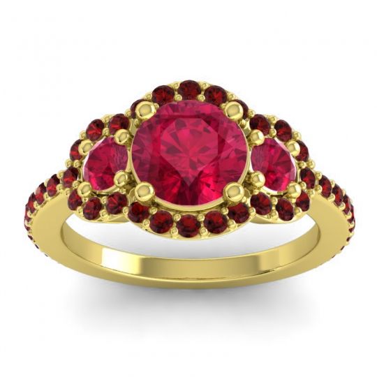 Three Stone Halo Sodarya Ring