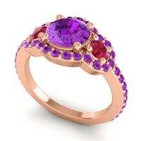 Three Stone Halo Sodarya Ring