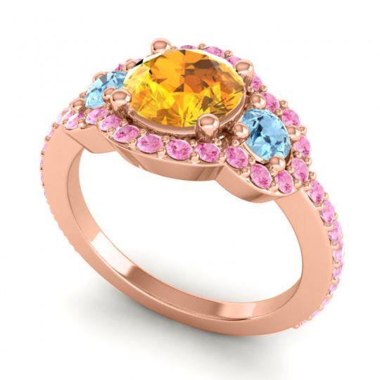 Three Stone Halo Sodarya Ring