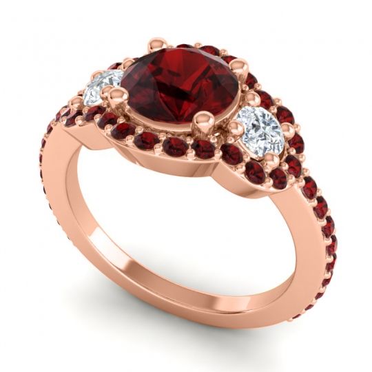 Three Stone Halo Sodarya Ring