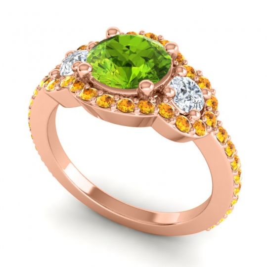 Three Stone Halo Sodarya Ring