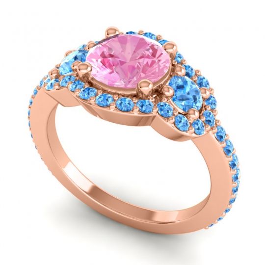 Three Stone Halo Sodarya Ring