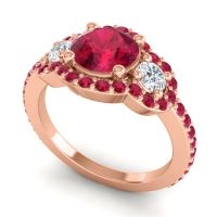 Three Stone Halo Sodarya Ring