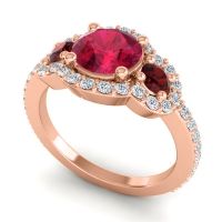 Three Stone Halo Sodarya Ring