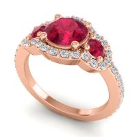 Three Stone Halo Sodarya Ring