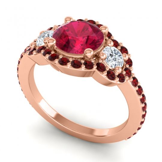 Three Stone Halo Sodarya Ring