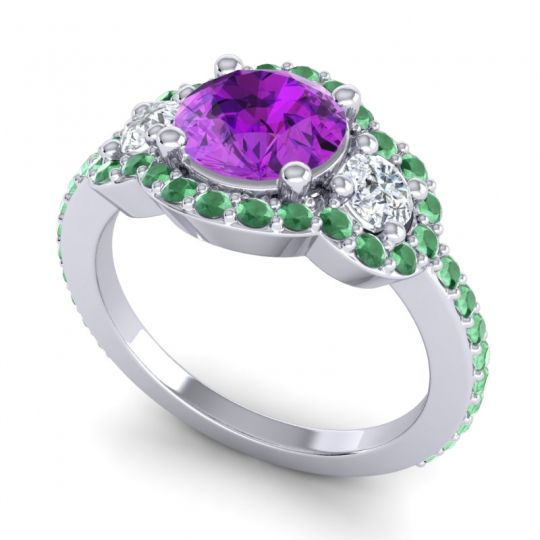 Three Stone Halo Sodarya Ring